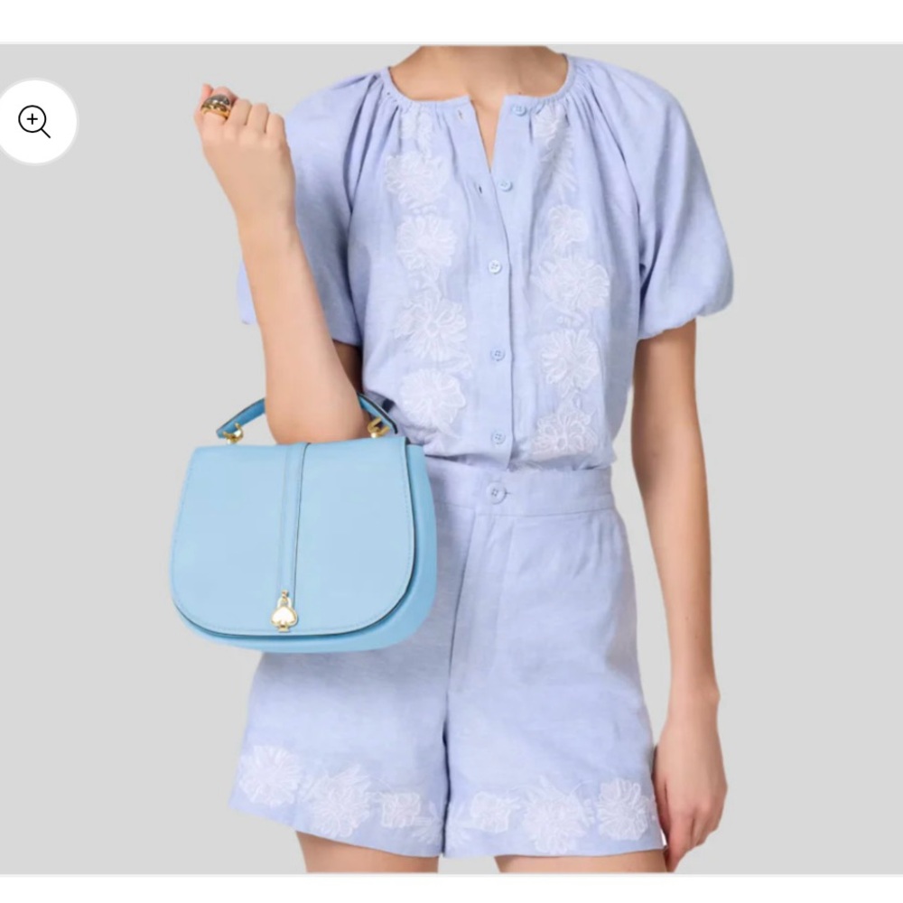 NWT Kate Spade Kayla Saddle Crossbody Bag in Montauk Blue - Picture 3 of 6